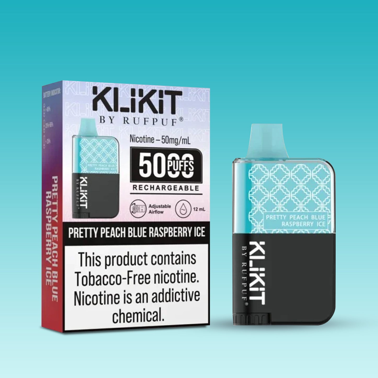 KLIKIT DISPOSABLE VAPE 5000 PUFFS - PRETTY PEACH BLUE RASPBERRY ICE